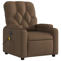 Fauteuil inclinable de massage électrique marron tissu 
