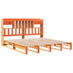 Lit bibliothèque sans matelas cire marron 180x200 cm pin massif 