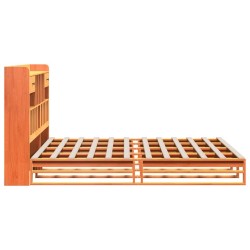 Lit bibliothèque sans matelas cire marron 180x200 cm pin massif 