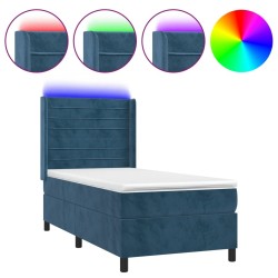 Sommier à lattes de lit et matelas et LED Bleu foncé 80x200cm 