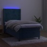 Sommier à lattes de lit et matelas et LED Bleu foncé 80x200cm 