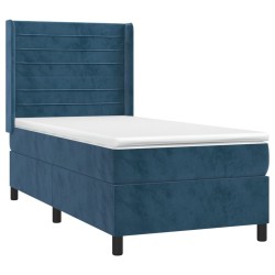Sommier à lattes de lit et matelas et LED Bleu foncé 80x200cm 
