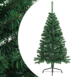 Sapin de Noël artificiel moitié avec support vert 120 cm PVC 
