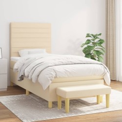 Sommier à lattes de lit avec matelas Crème 80x200 cm Tissu 