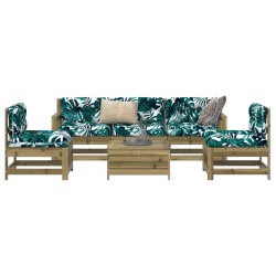 Salon de jardin 6 pcs bois de pin imprégné 