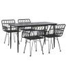 Ensemble à manger de jardin 5 pcs Noir Résine tressée 