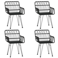 Ensemble à manger de jardin 5 pcs Noir Résine tressée 