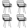 Ensemble à manger de jardin 5 pcs Noir Résine tressée 
