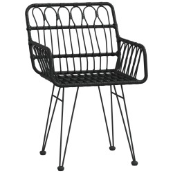 Ensemble à manger de jardin 5 pcs Noir Résine tressée 