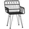 Ensemble à manger de jardin 5 pcs Noir Résine tressée 