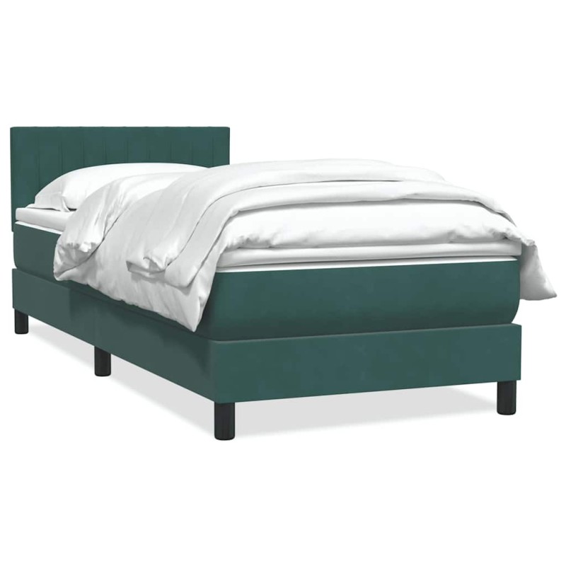 Sommier à lattes de lit et matelas vert foncé 80x220 cm velours 