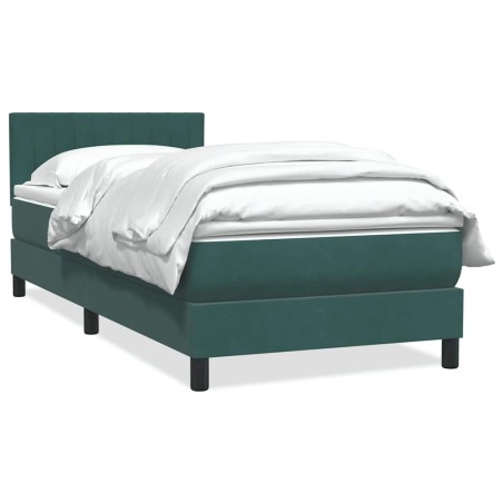 Sommier à lattes de lit et matelas vert foncé 80x220 cm velours 