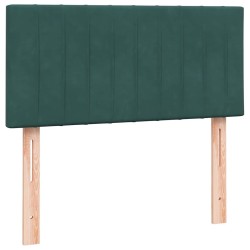 Sommier à lattes de lit et matelas vert foncé 80x220 cm velours 