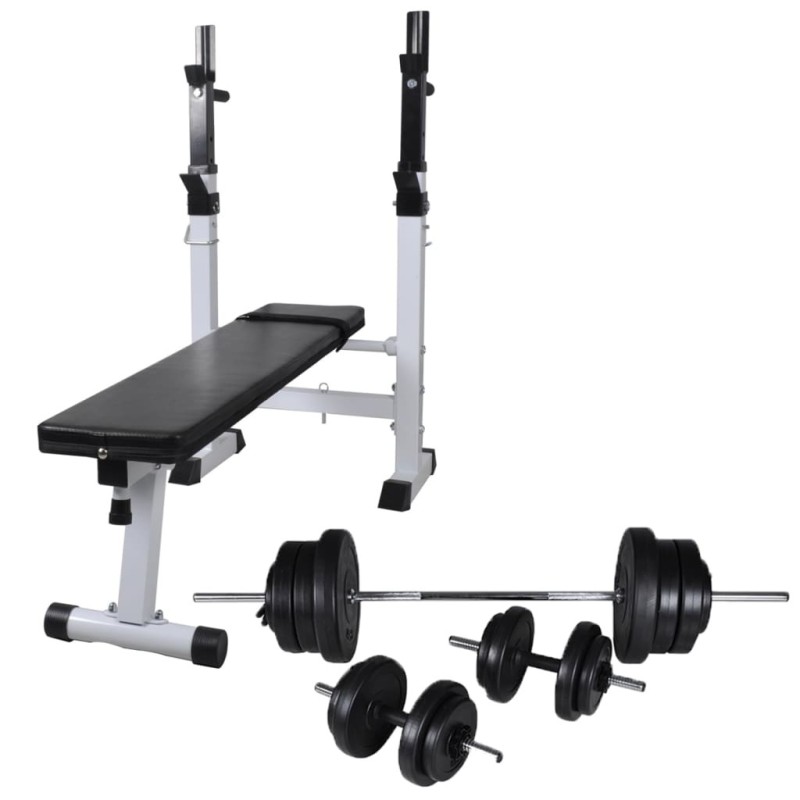 Banc d'entraînement et support de poids jeu d'haltères 60,5 kg 