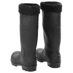 Bottes de pluie avec chaussettes amovibles noir taille 39 PVC 