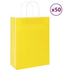 Sacs en papier 50 pcs avec poignées jaune 26x12x35 cm 