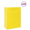 Sacs en papier 50 pcs avec poignées jaune 26x12x35 cm 