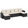 Salon de jardin 7 pcs avec coussins noir résine tressée 