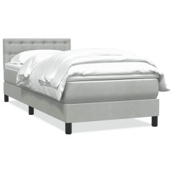 Sommier à lattes de lit et matelas gris clair 80x210 cm velours 