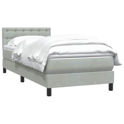 Sommier à lattes de lit et matelas gris clair 80x210 cm velours 