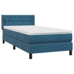 Sommier à lattes de lit et matelas bleu foncé 90x220 cm velours 