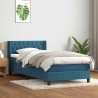 Sommier à lattes de lit et matelas bleu foncé 90x220 cm velours 