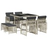 Ensemble à manger de jardin et coussins 9 pcs gris clair rotin 