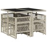 Ensemble à manger de jardin et coussins 9 pcs gris clair rotin 