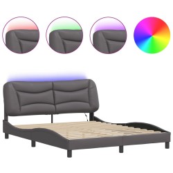 Cadre de lit avec LED sans matelas gris 160x200 cm 