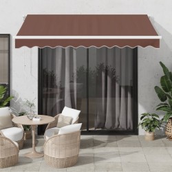 Auvent manuel rétractable avec LED marron 300x250 cm 