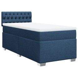Sommier à lattes de lit avec matelas Bleu 90x190 cm Tissu 