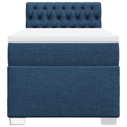 Sommier à lattes de lit avec matelas Bleu 90x190 cm Tissu 