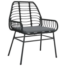 Ensemble à manger de jardin et coussins 5 pcs noir rotin verre 