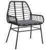 Ensemble à manger de jardin et coussins 5 pcs noir rotin verre 