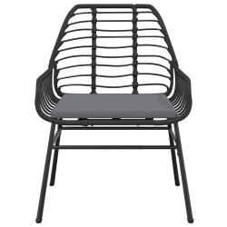 Ensemble à manger de jardin et coussins 5 pcs noir rotin verre 