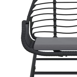 Ensemble à manger de jardin et coussins 5 pcs noir rotin verre 