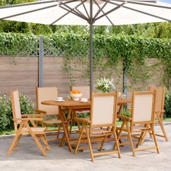 Chaises inclinables de jardin lot de 6 beige tissu bois massif 