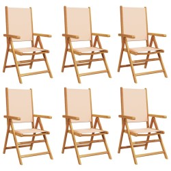 Chaises inclinables de jardin lot de 6 beige tissu bois massif 