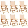 Chaises inclinables de jardin lot de 6 beige tissu bois massif 