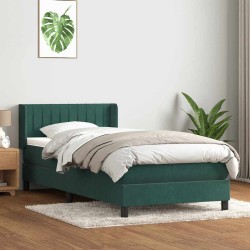 Sommier à lattes de lit et matelas vert foncé 100x210cm velours 