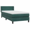 Sommier à lattes de lit et matelas vert foncé 100x210cm velours 