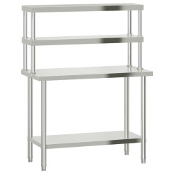 Table de travail de cuisine avec étagère 110x55x150 cm inox 
