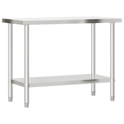 Table de travail de cuisine avec étagère 110x55x150 cm inox 