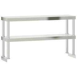 Table de travail de cuisine avec étagère 110x55x150 cm inox 