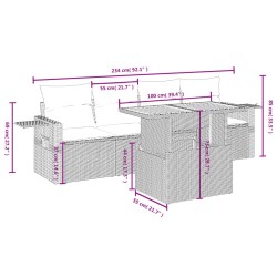 Salon de jardin 5 pcs avec coussins gris résine tressée 