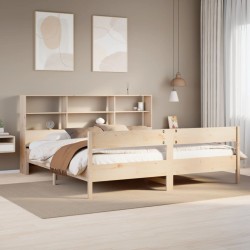Lit bibliothèque sans matelas 200x200 cm bois massif de pin 