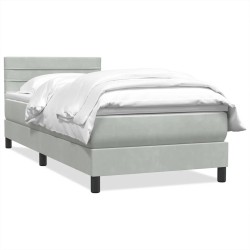 Sommier à lattes de lit et matelas gris clair 80x210 cm velours 