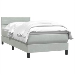 Sommier à lattes de lit et matelas gris clair 80x210 cm velours 