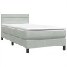 Sommier à lattes de lit et matelas gris clair 80x210 cm velours 