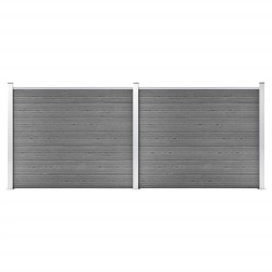 Ensemble de panneau de clôture WPC 353x146 cm Gris   